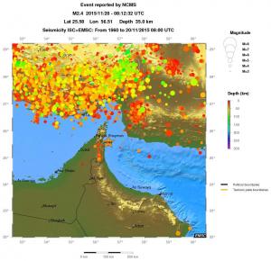 regional depth historical seismicity