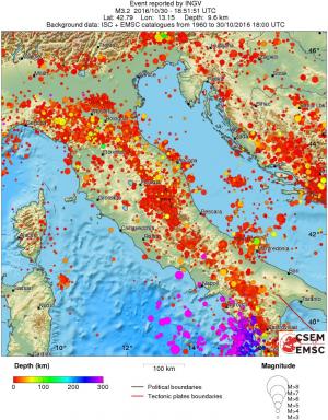 regional depth historical seismicity