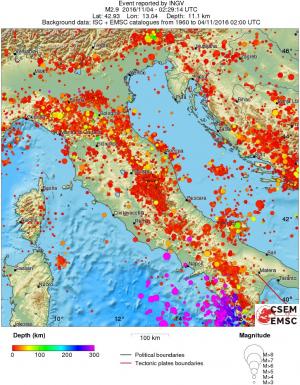 regional depth historical seismicity