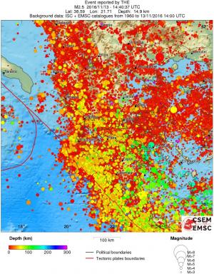 regional depth historical seismicity