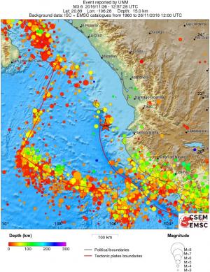 regional depth historical seismicity