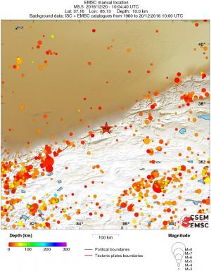 regional depth historical seismicity