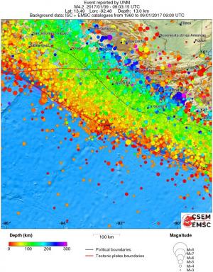regional depth historical seismicity