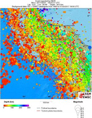 regional depth historical seismicity