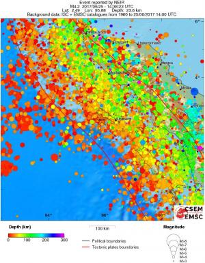 regional depth historical seismicity