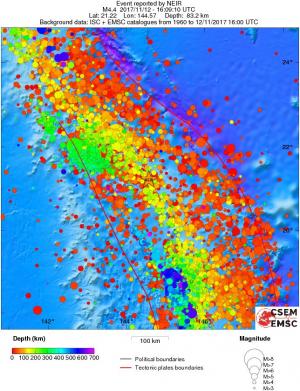 regional depth historical seismicity