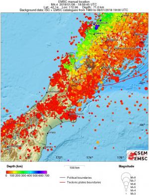 regional depth historical seismicity