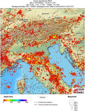 regional depth historical seismicity