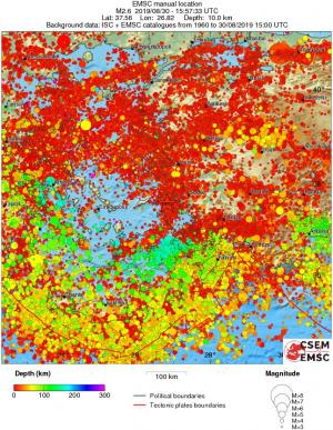 regional depth historical seismicity