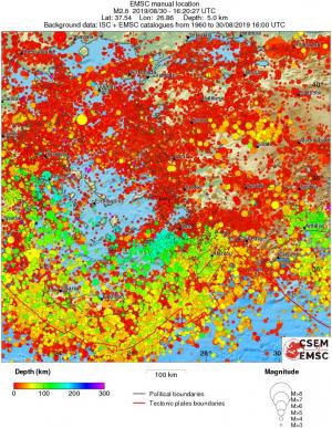 regional depth historical seismicity