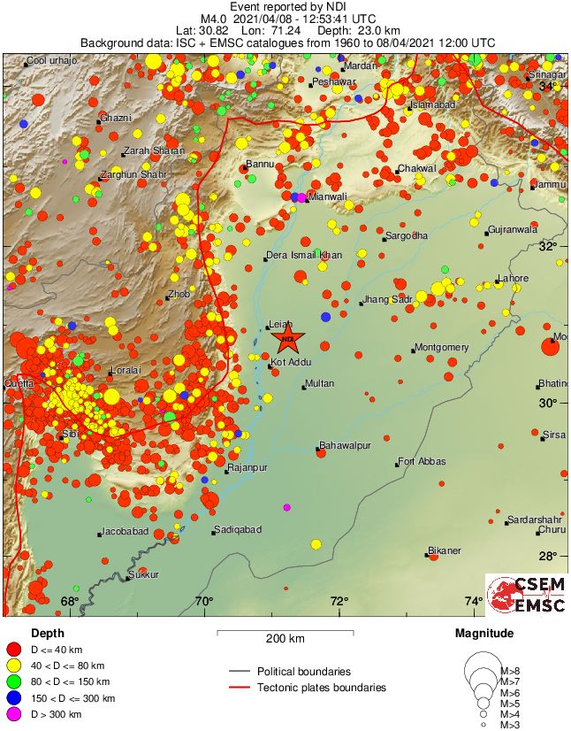 regional historical seismicity