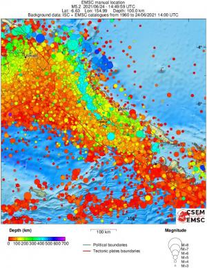 regional depth historical seismicity