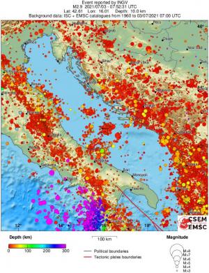 regional depth historical seismicity