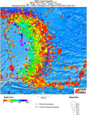 regional depth historical seismicity