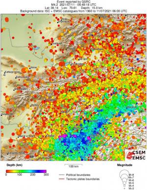 regional depth historical seismicity