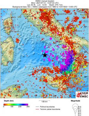 regional depth historical seismicity