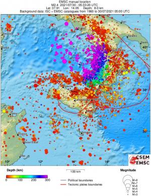 regional depth historical seismicity