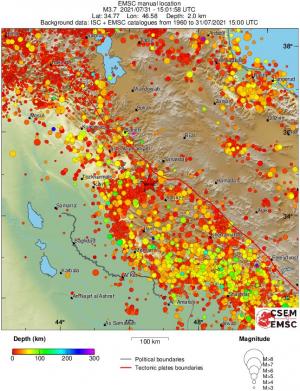regional depth historical seismicity