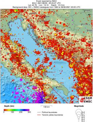 regional depth historical seismicity