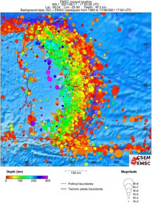 regional depth historical seismicity