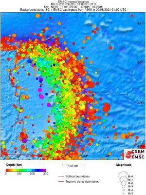 regional depth historical seismicity