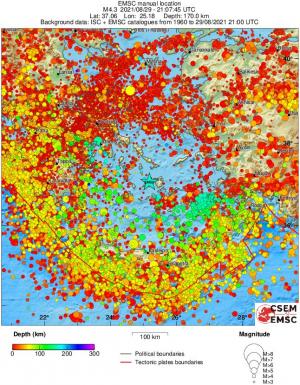 regional depth historical seismicity