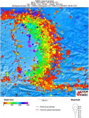 regional depth historical seismicity