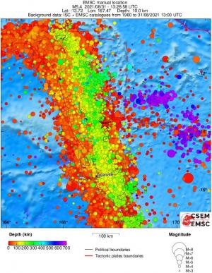 regional depth historical seismicity