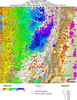 regional depth historical seismicity