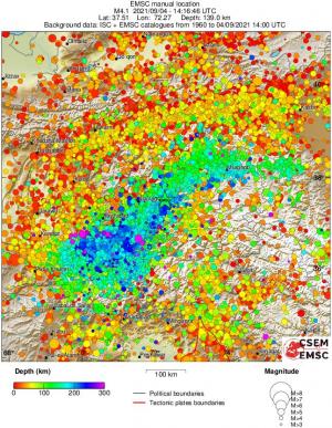 regional depth historical seismicity