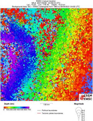 regional depth historical seismicity