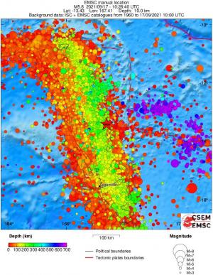 regional depth historical seismicity
