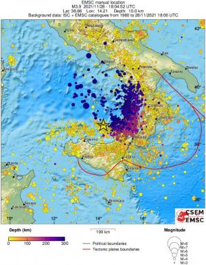 regional depth historical seismicity