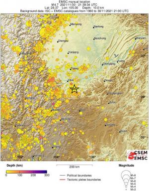 regional depth historical seismicity