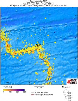regional depth historical seismicity