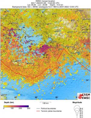 regional depth historical seismicity