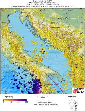 regional depth historical seismicity
