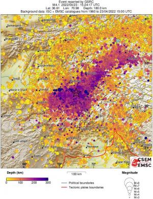 regional depth historical seismicity