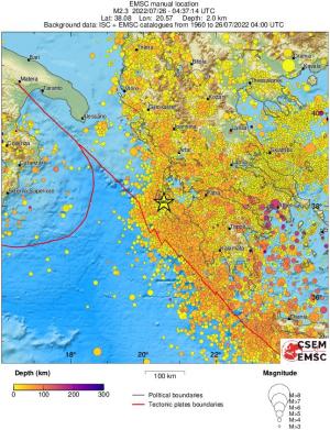 regional depth historical seismicity