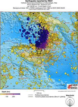 regional depth historical seismicity