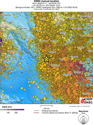 regional depth historical seismicity