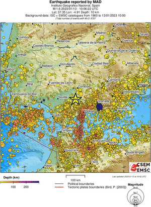 regional depth historical seismicity