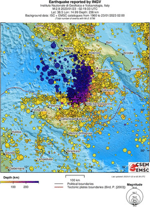 regional depth historical seismicity