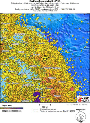 regional depth historical seismicity