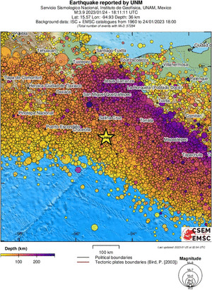 regional depth historical seismicity