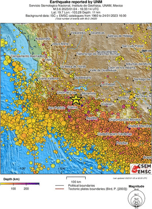 regional depth historical seismicity