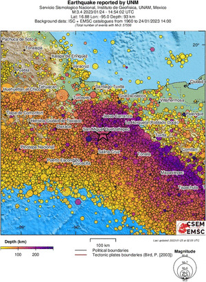 regional depth historical seismicity