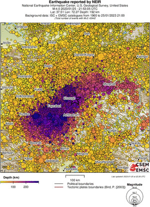 regional depth historical seismicity