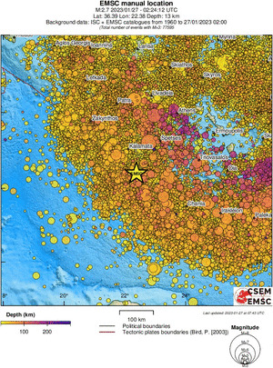 regional depth historical seismicity