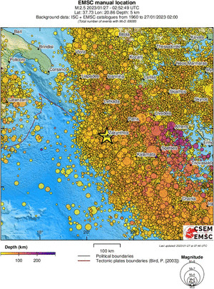 regional depth historical seismicity